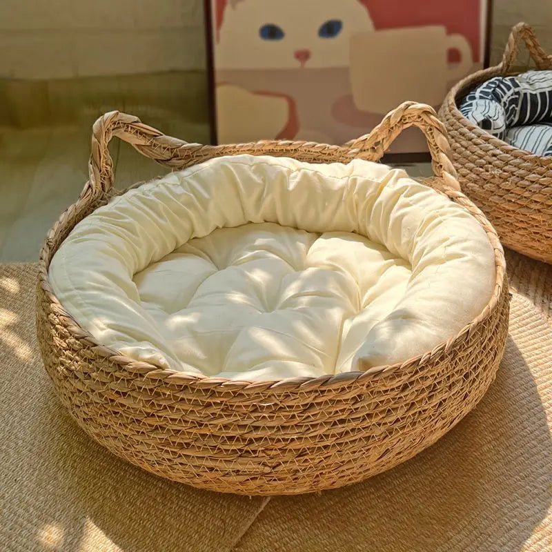 Snoutik Rattan Cat Basket with Cushion
