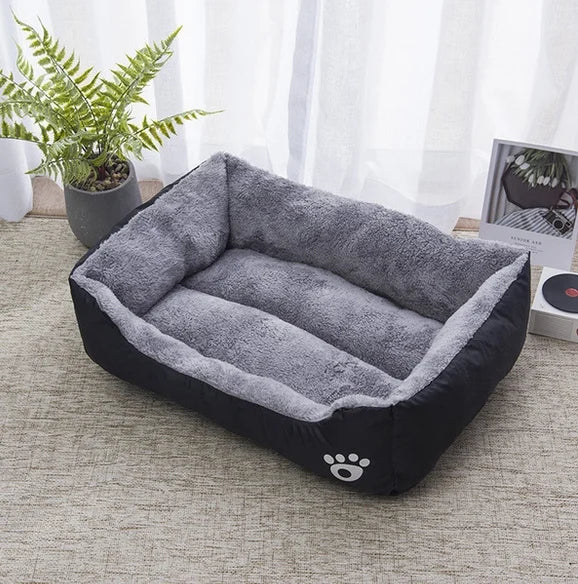 Snoutik Black Plush Dog Bed