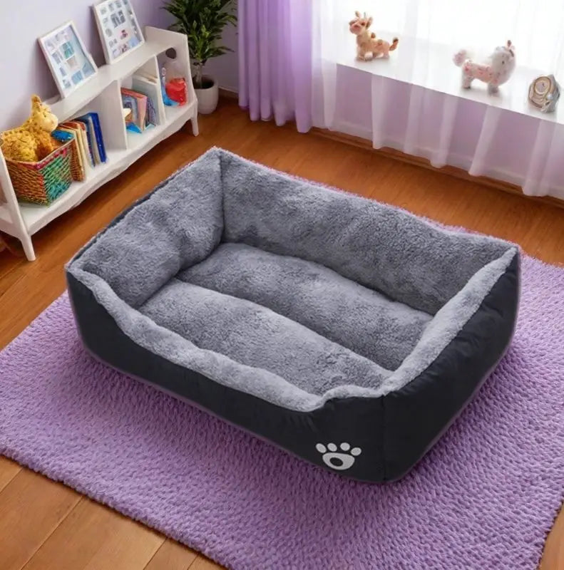 Snoutik Black Plush Dog Bed