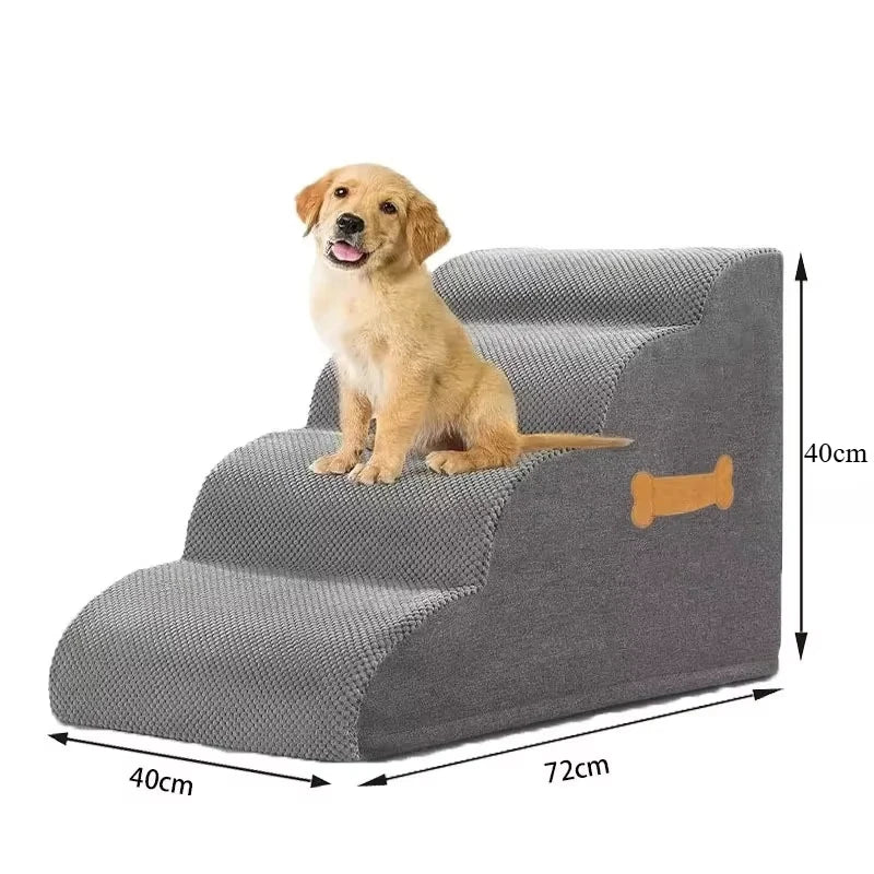 Bone‑shaped pet stairs and ramp, joint‑safe design for puppies, small dogs, and elderly pets.