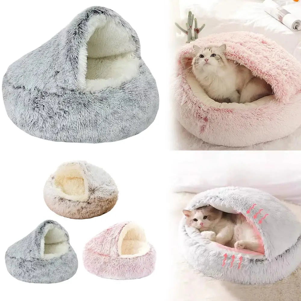 Winter Warm Semi‑Enclosed Cat Bed