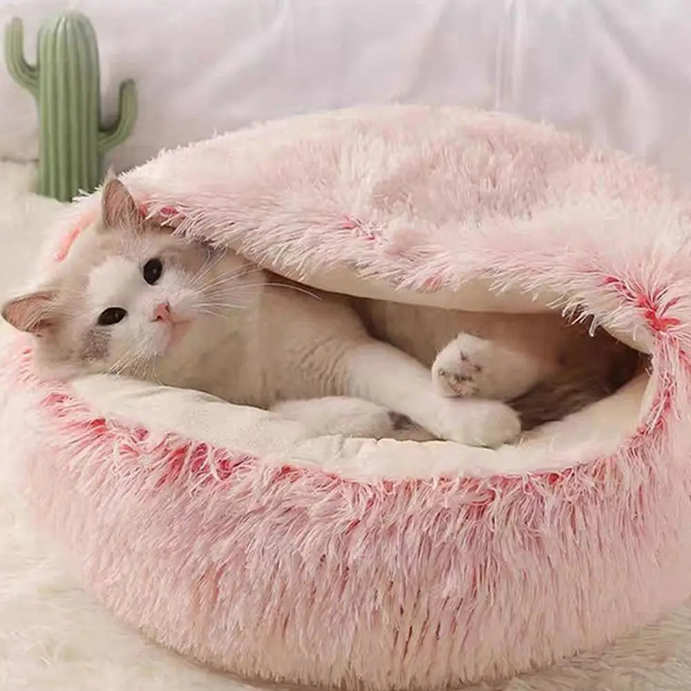 Winter Warm Semi‑Enclosed Cat Bed