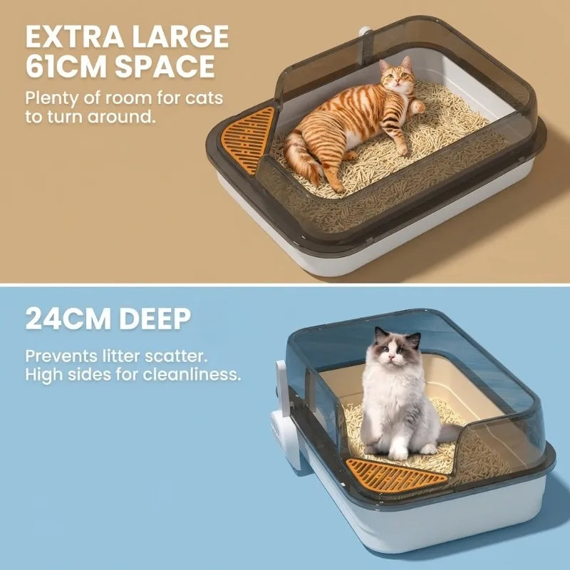 Snoutik Premium Semi‑Enclosed Cat Litter Box