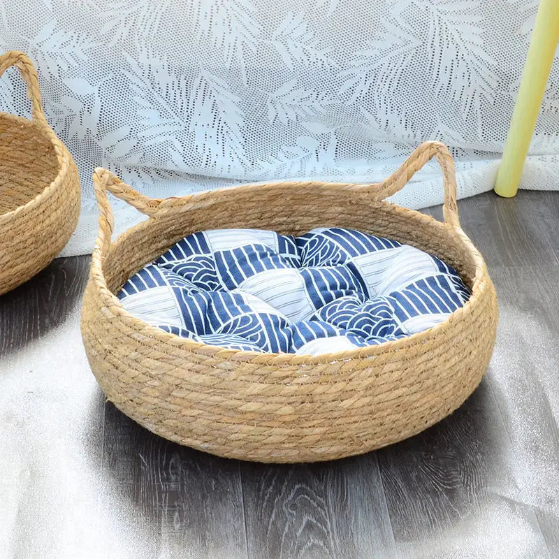 Snoutik Rattan Cat Basket with Cushion
