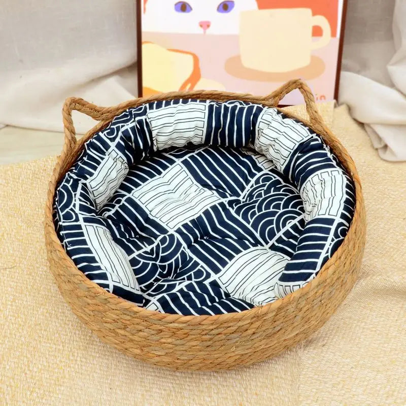 Snoutik Rattan Cat Basket with Cushion