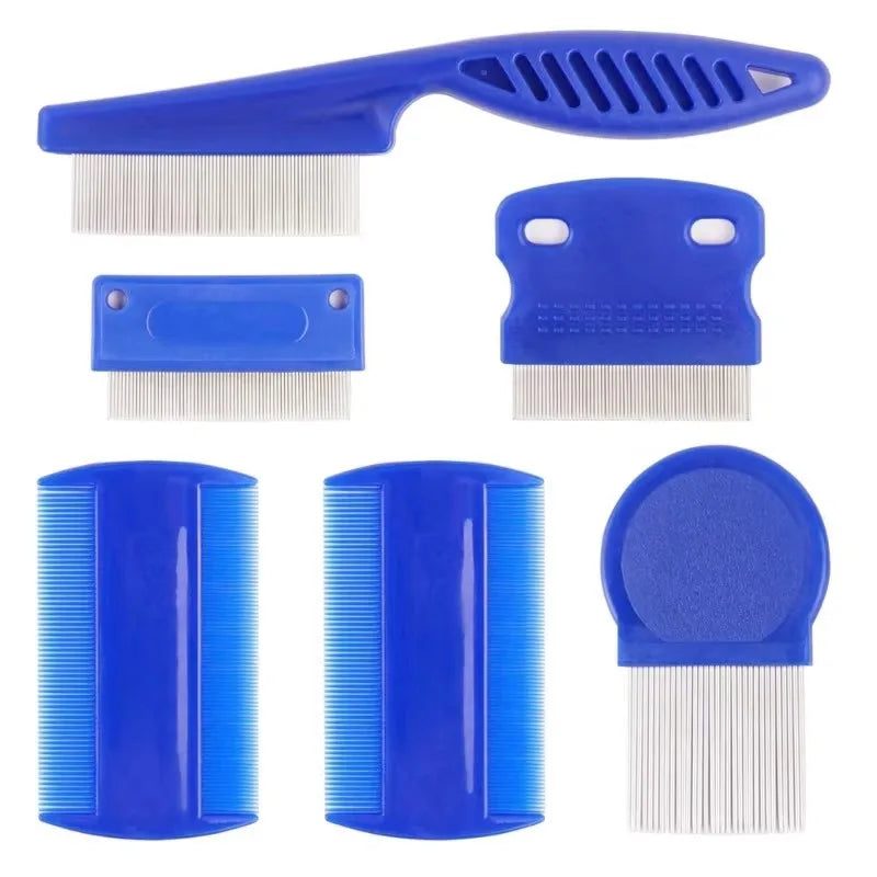 Snoutik Stainless Steel Pet Comb for lice and flees Set (4 Pack)