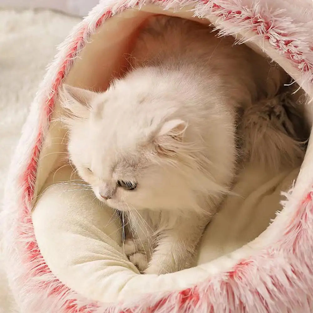Winter Warm Semi‑Enclosed Cat Bed