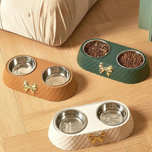 Snoutik Bow‑Tie Double Pet Bowl - Snoutik pet store