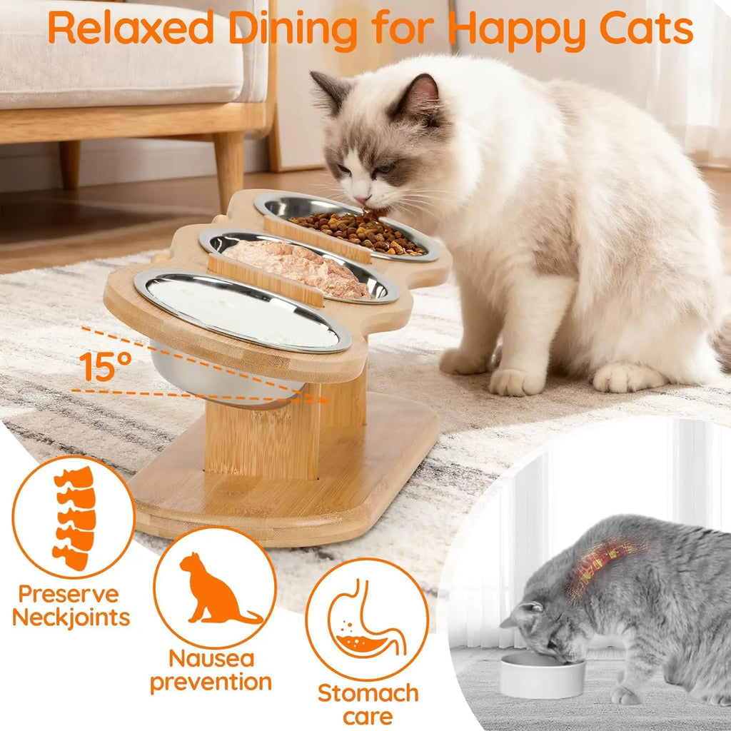 Snoutik Elevated Wooden Pet Feeder