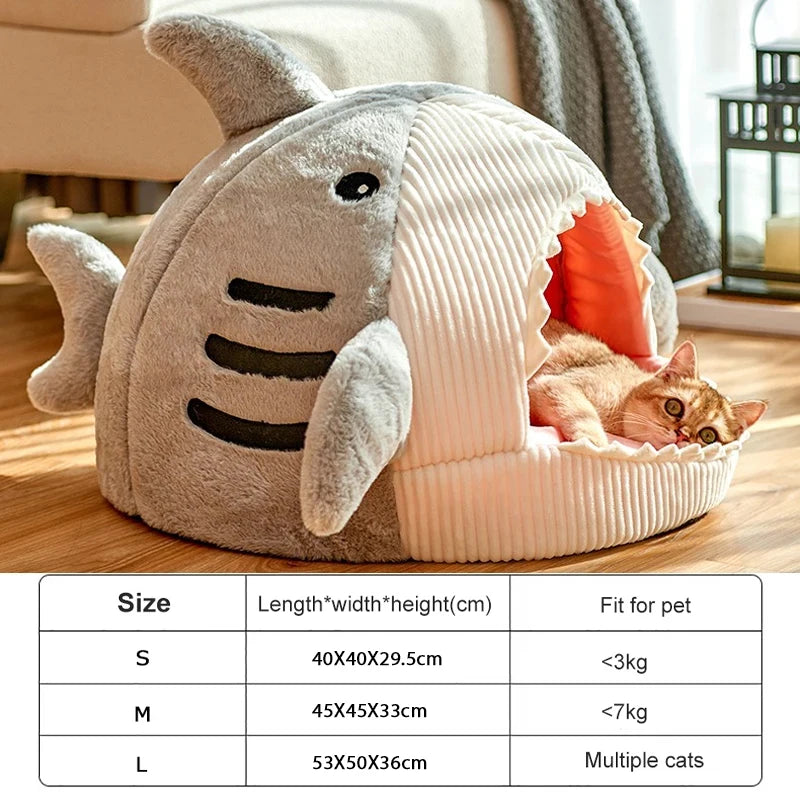 Snoutik Winter Warm Cat Bed (Shark shaped)