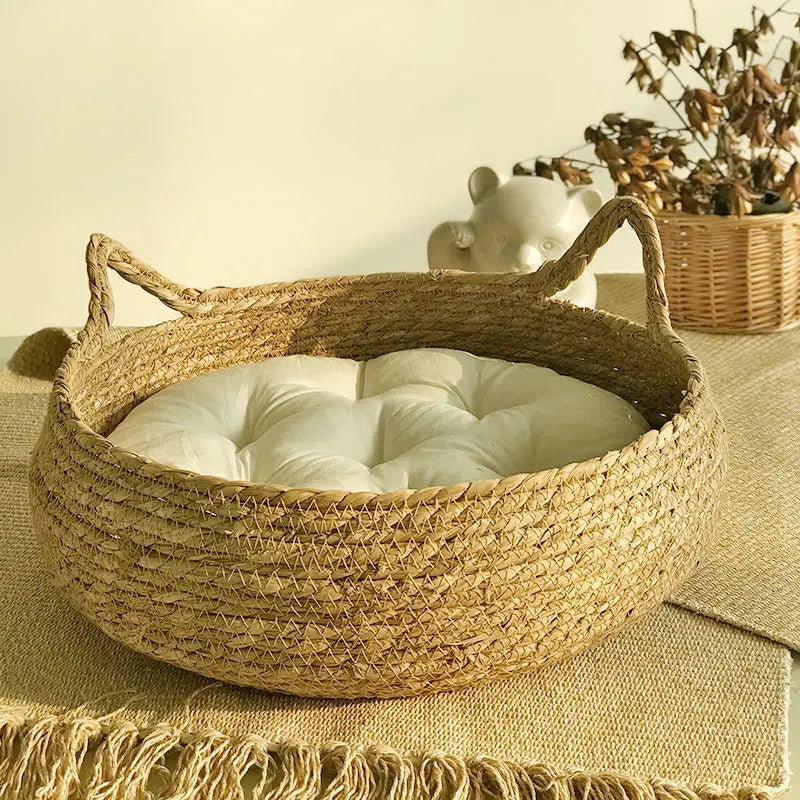 Snoutik Rattan Cat Basket with Cushion